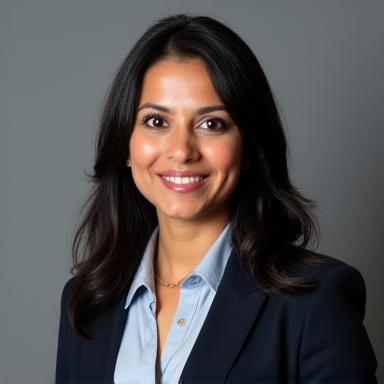 A professional headshot of Samira Khan